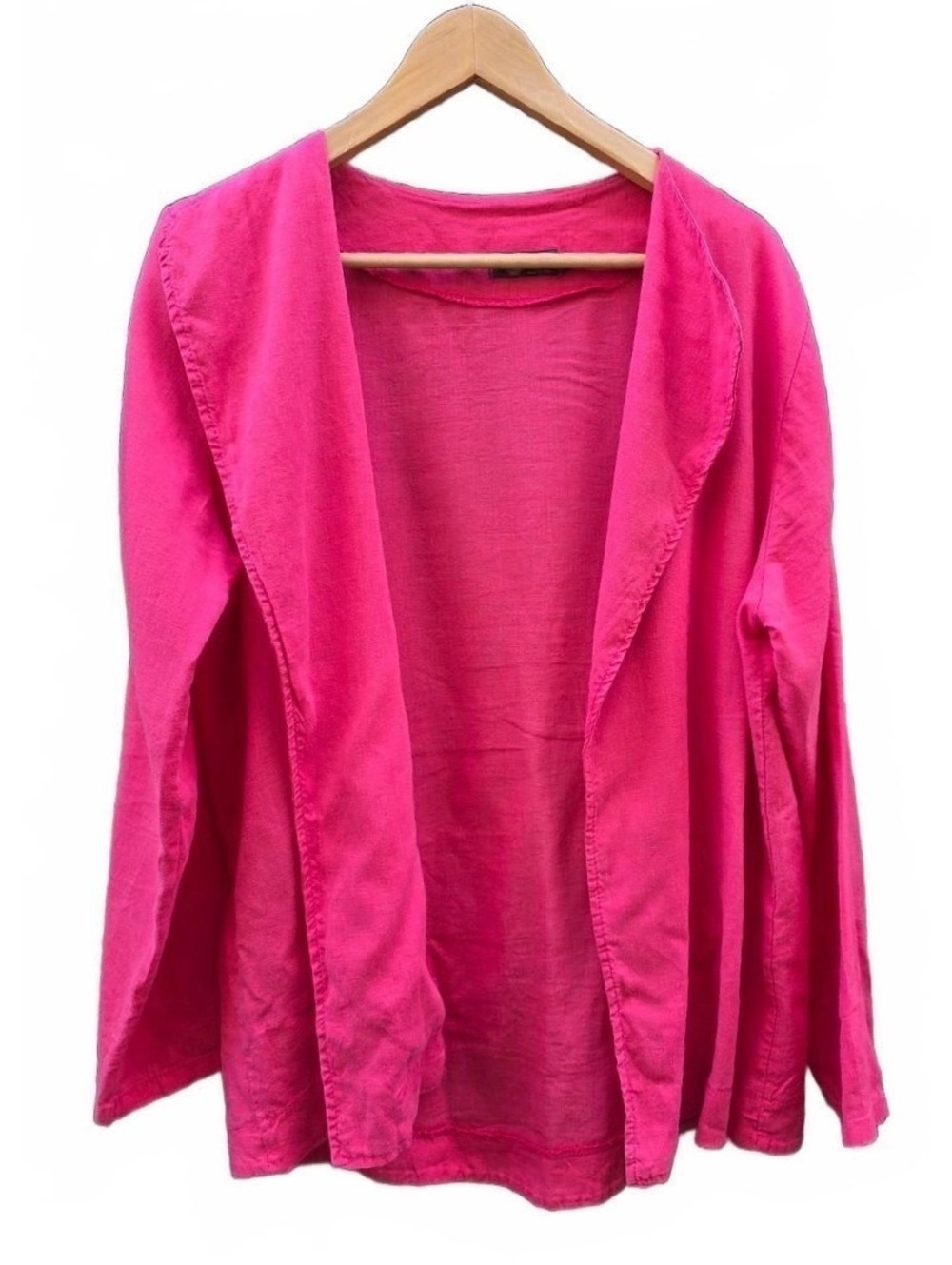 Made in Italy Hot Pink Linen Blend Open Front Cardigan Jacket Small